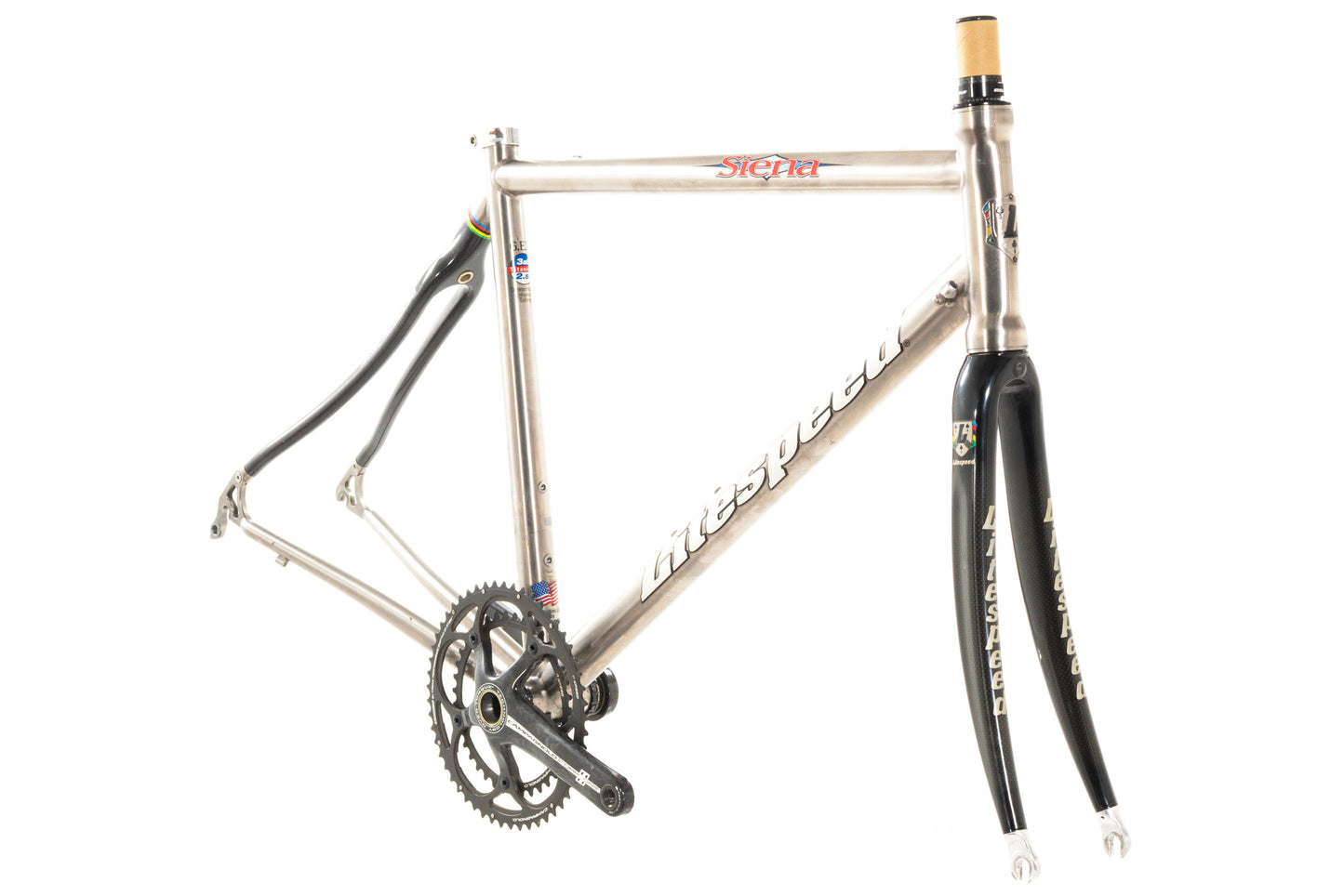 USED Litespeed Siena Titanium/Carbon Large Road Bike Frameset Rim Brake with Campagnolo Carbon 2x11 Crankset