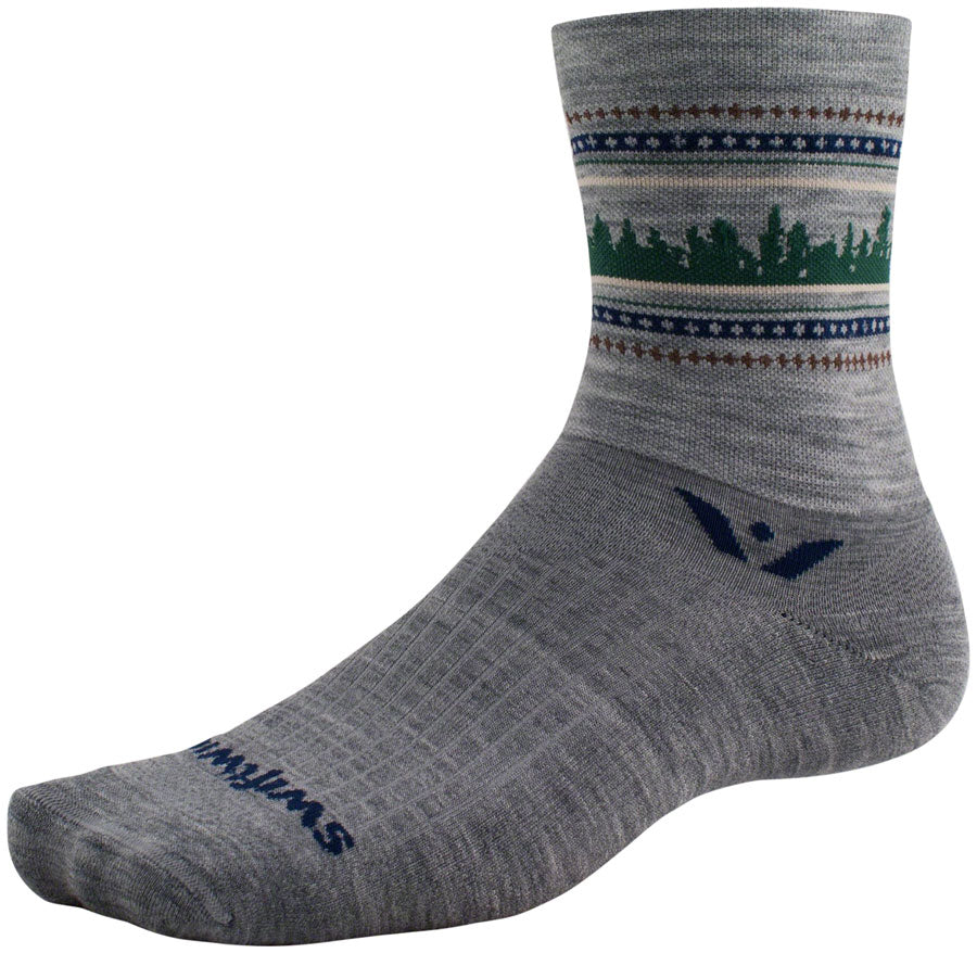NEW Swiftwick Vision Five Winter Collection Socks - 5 inch, Winter Heather Forest, XL