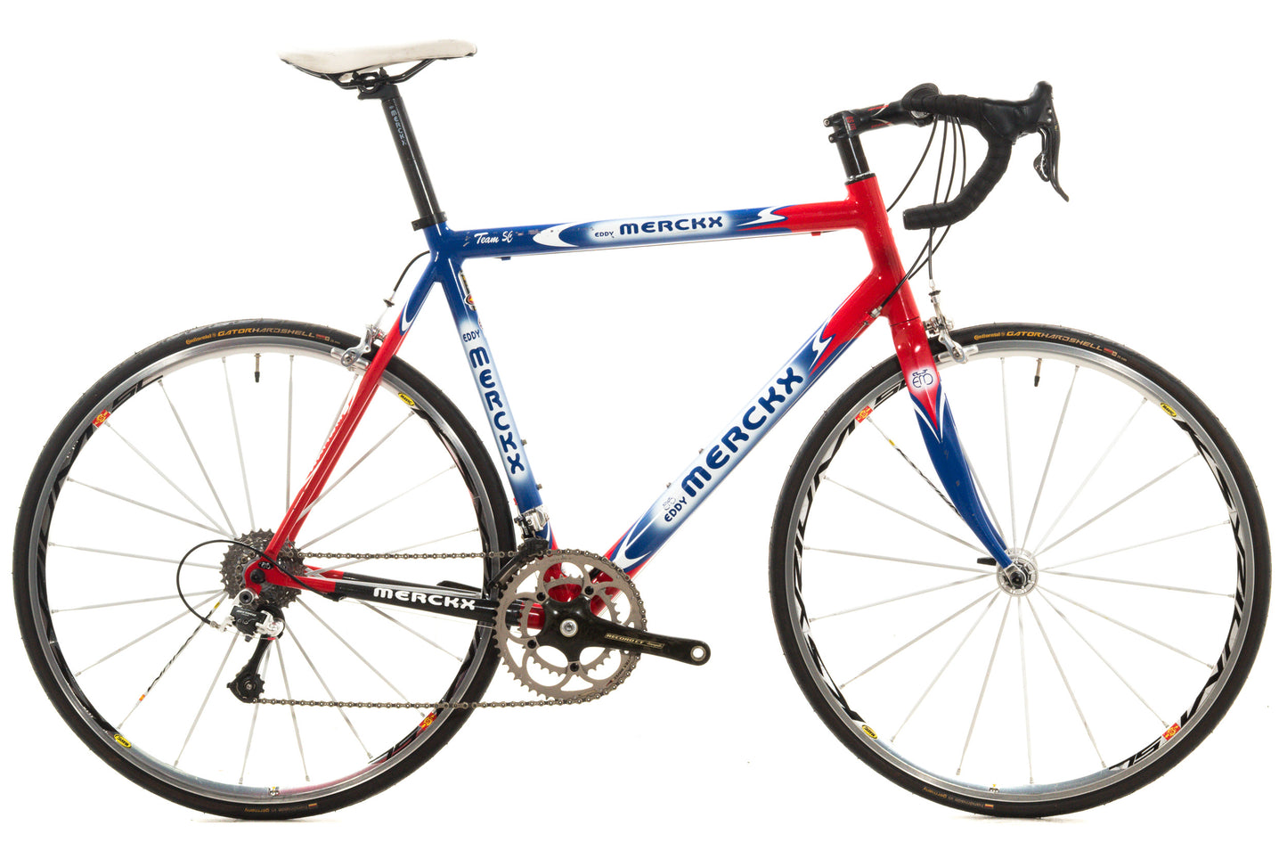 USED 2005 Eddy Merckx 59cm Team SC Scandium Road Bike Campagnolo Record 2x10 speed Red/White/Blue
