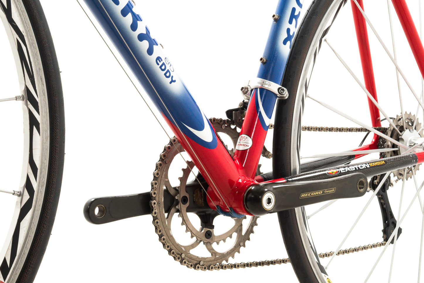 USED 2005 Eddy Merckx 59cm Team SC Scandium Road Bike Campagnolo Record 2x10 speed Red/White/Blue