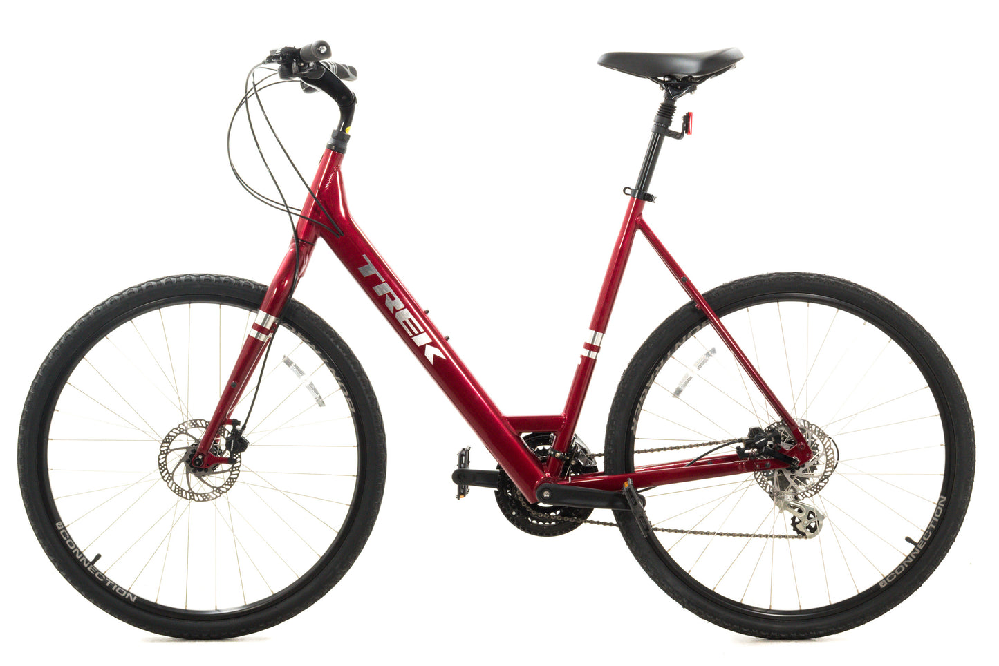 USED 2021 Trek Verve 2 Disc Step Thru X-Large Hybrid Bike Shimano 3x8 Red