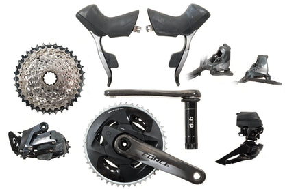 USED SRAM Force AXS D1 2x12 speed Groupset 170mm 46/33T Quarq Power Crankset 10-36T Cassette