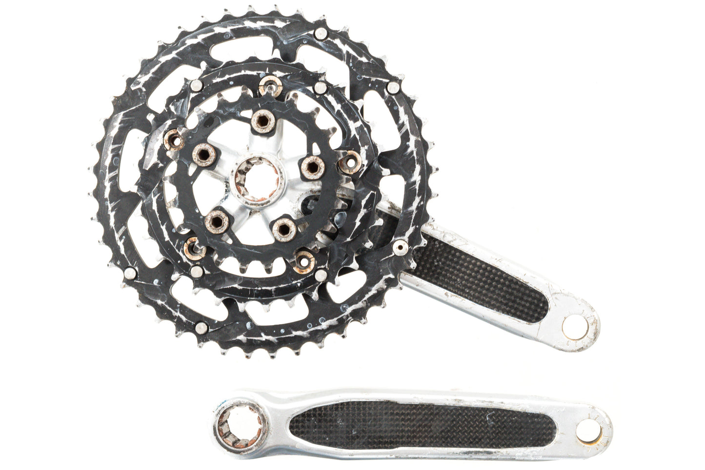 USED Race Face Next Forged Carbon/Alloy Triple MTB Crankset 175mm 22/32/44T Isis Silver
