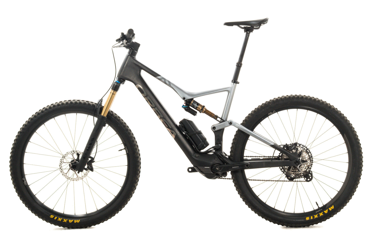 USED 2023 Orbea Rise M10 Carbon E-Mountain Bike Raw/Gray XL Deore XT 1x12 Fox Factory w/ Range Extender