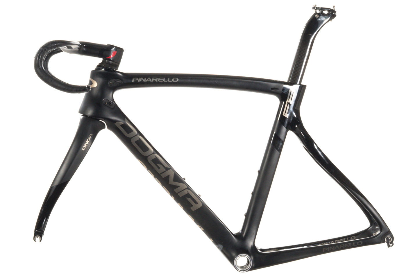 USED 2015 Pinarello Dogma F8 54cm Carbon Road Bike Frameset and Cockpit Rim Brake Black