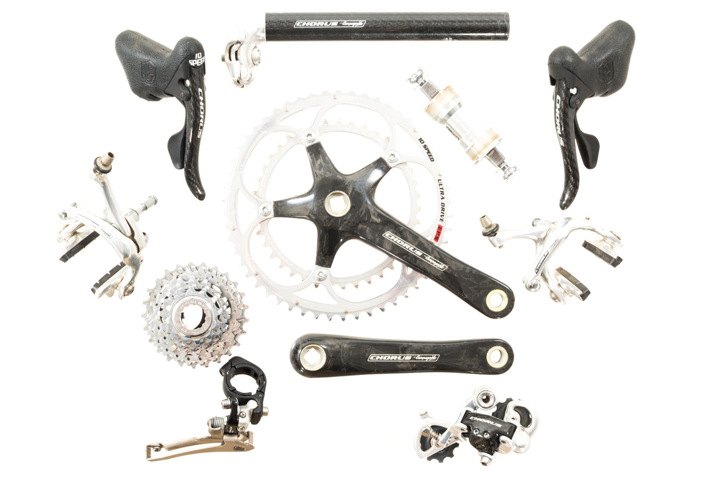 USED Campagnolo Chorus 2x10 speed Groupset Rim Brake 53/39T 170mm Crank 12-25T Cassette