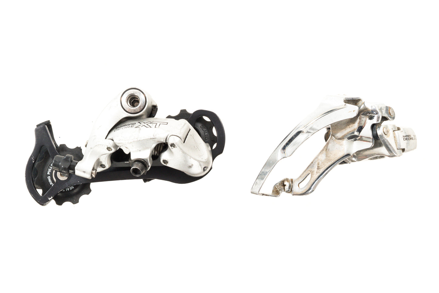 USED Shimano Deore XT M750 3x9 speed Triple Touring Groupset Rivendell Silver Bar End Shifters
