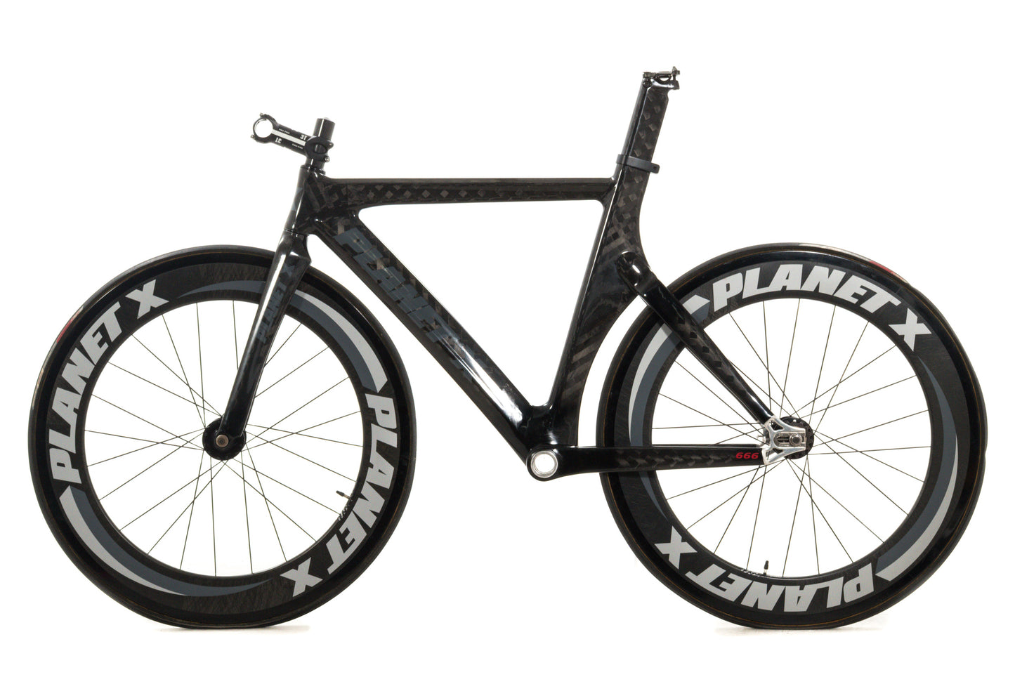 USED Planet X Pro 54cm Carbon Track Framset w/ 82mm Carbon Aero Tubular Wheels (rolling chassis)