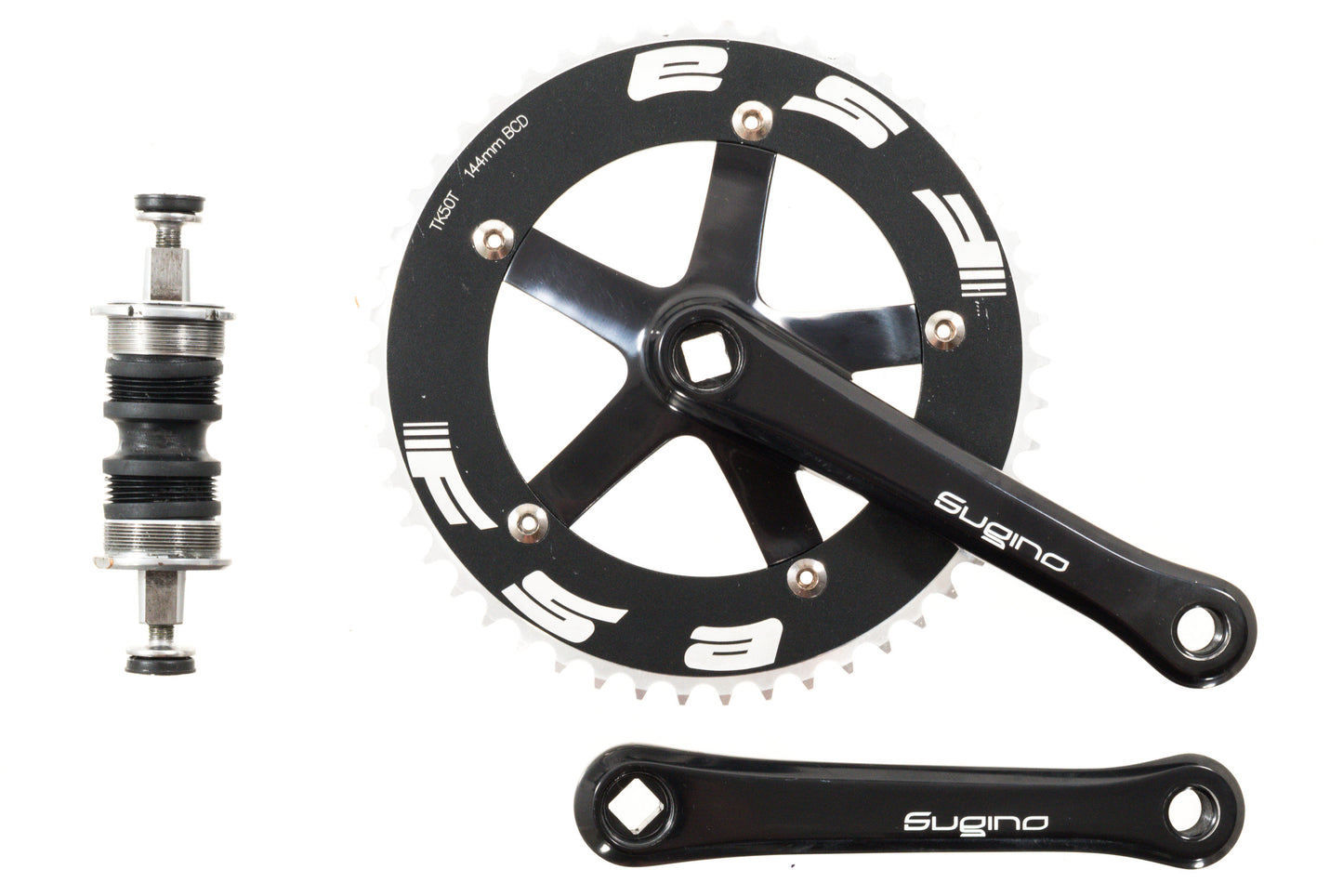 USED Sugino Japan 165mm Square Tape Track Crankset w/ FSA 50T Chainring 144mm BCD