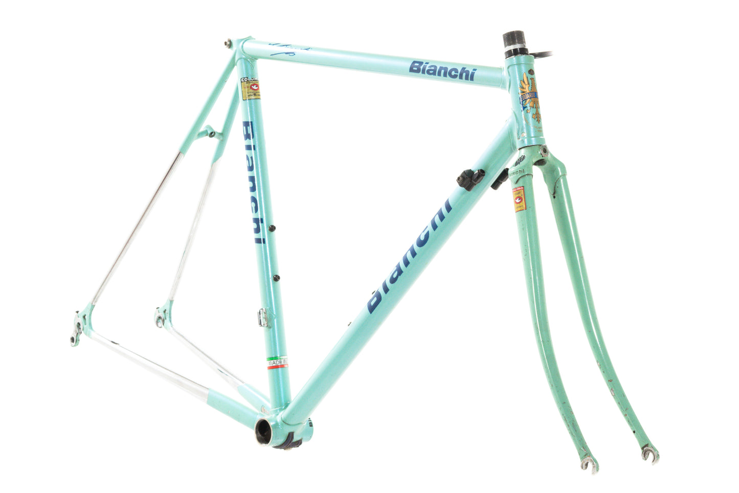 USED Mid 1990's Bianchi Reparto Corse 52cm Columbus EL OS Lugged Steel Frameset Celeste