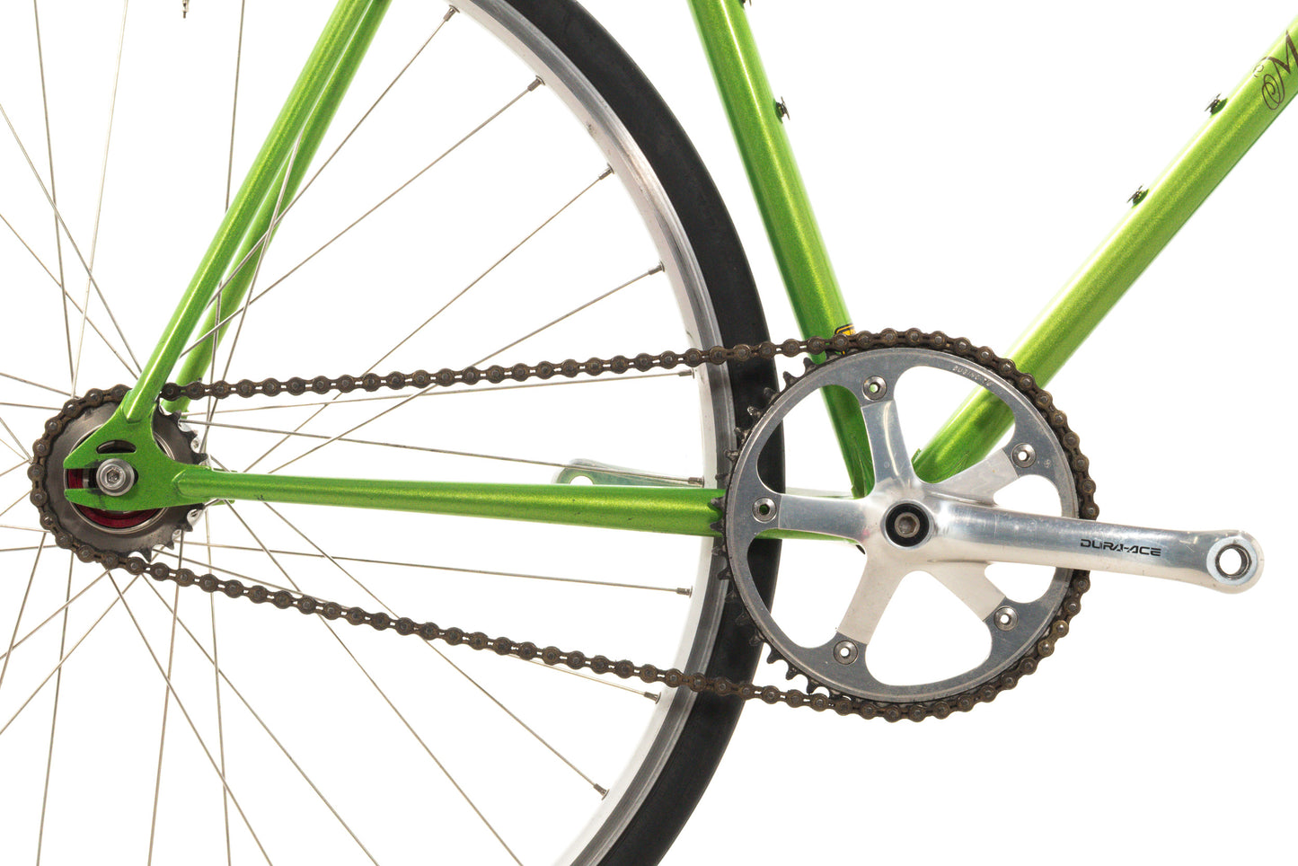 USED Moth Attack 54cm Custom Lugged Steel Track Bike Single Speed Fixed Gear Fixie w/ Freewheel Phil Wood Dura-Ace