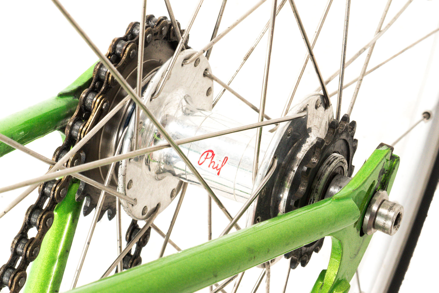 USED Moth Attack 54cm Custom Lugged Steel Track Bike Single Speed Fixed Gear Fixie w/ Freewheel Phil Wood Dura-Ace