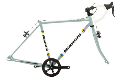 USED Bianchi San Jose 49cm Cromo Lite Single Speed Steel Cyclocross Canti Brake Frame Partial Build Celeste