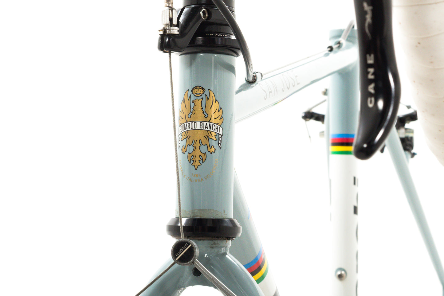 USED Bianchi San Jose 49cm Cromo Lite Single Speed Steel Cyclocross Canti Brake Frame Partial Build Celeste