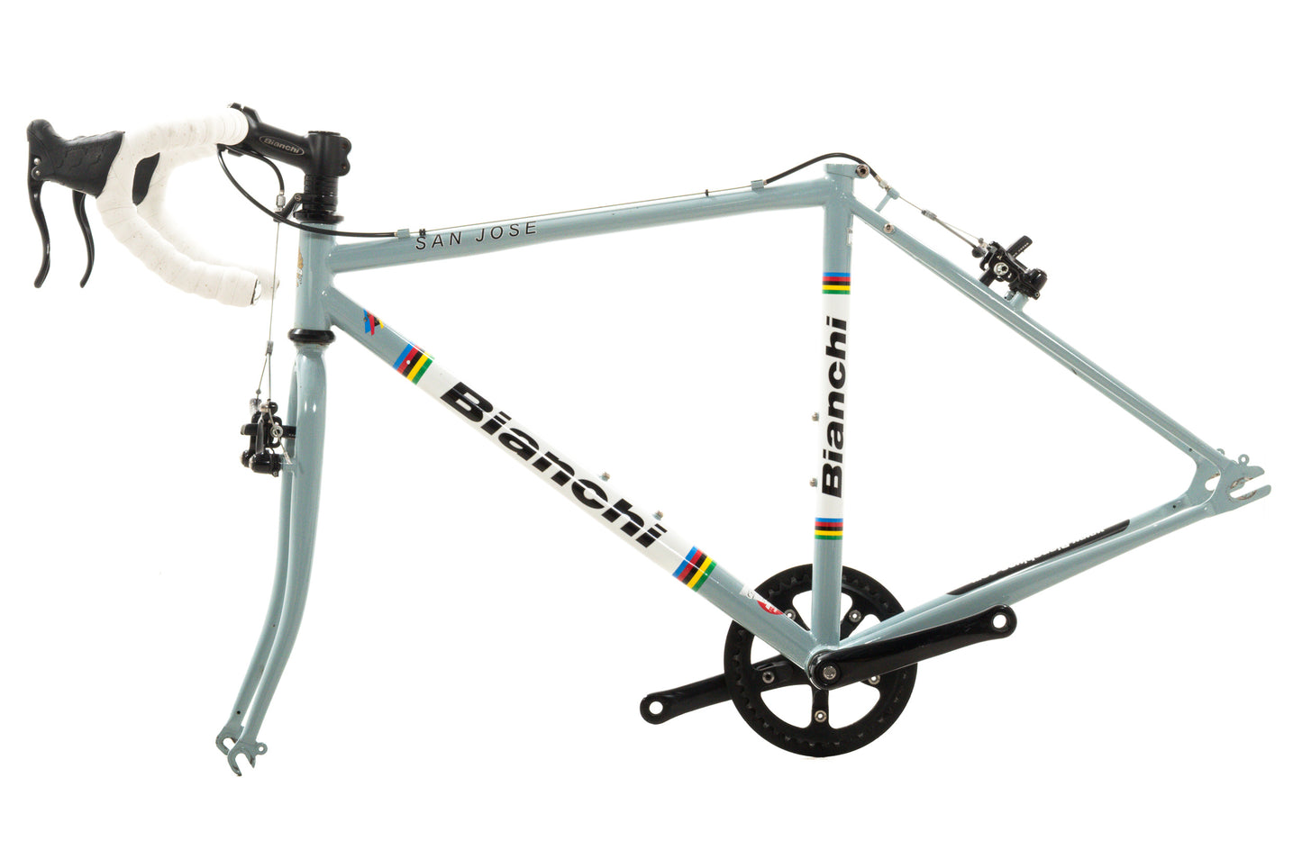 USED Bianchi San Jose 49cm Cromo Lite Single Speed Steel Cyclocross Canti Brake Frame Partial Build Celeste