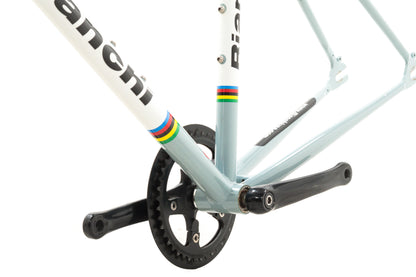 USED Bianchi San Jose 49cm Cromo Lite Single Speed Steel Cyclocross Canti Brake Frame Partial Build Celeste