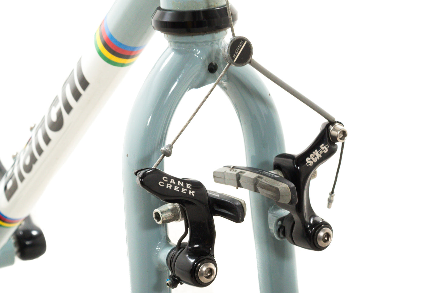 USED Bianchi San Jose 49cm Cromo Lite Single Speed Steel Cyclocross Canti Brake Frame Partial Build Celeste