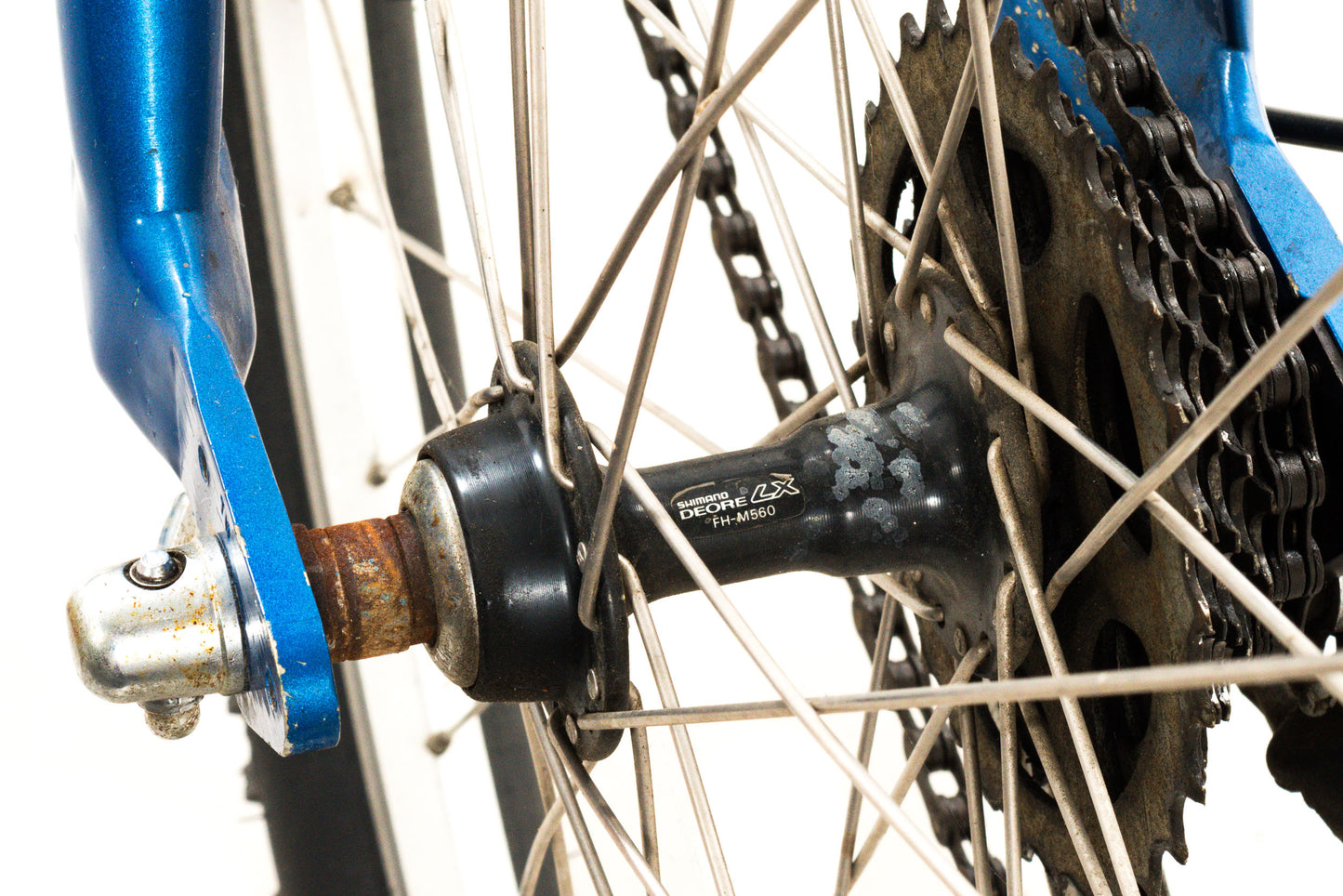 USED 1990's Vintage Cannondale Delta V Large Aluminum Hardtail Mountain Bike Shimano Deore XT/LX 3x7 speed Blue AS IS