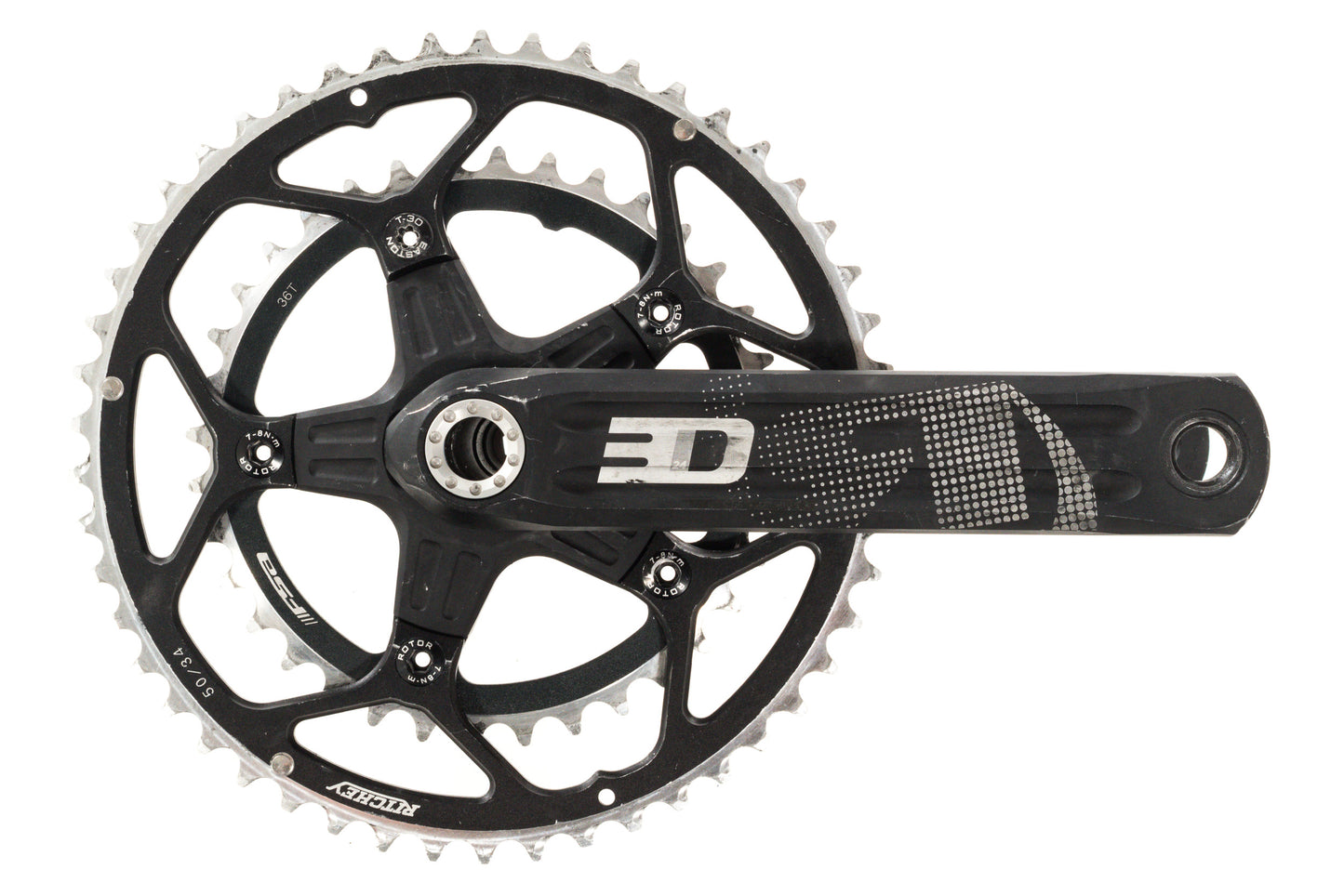 USED Rotor 3D Road Crankset 175mm 50/36T 24mm Spindle w/ English BB