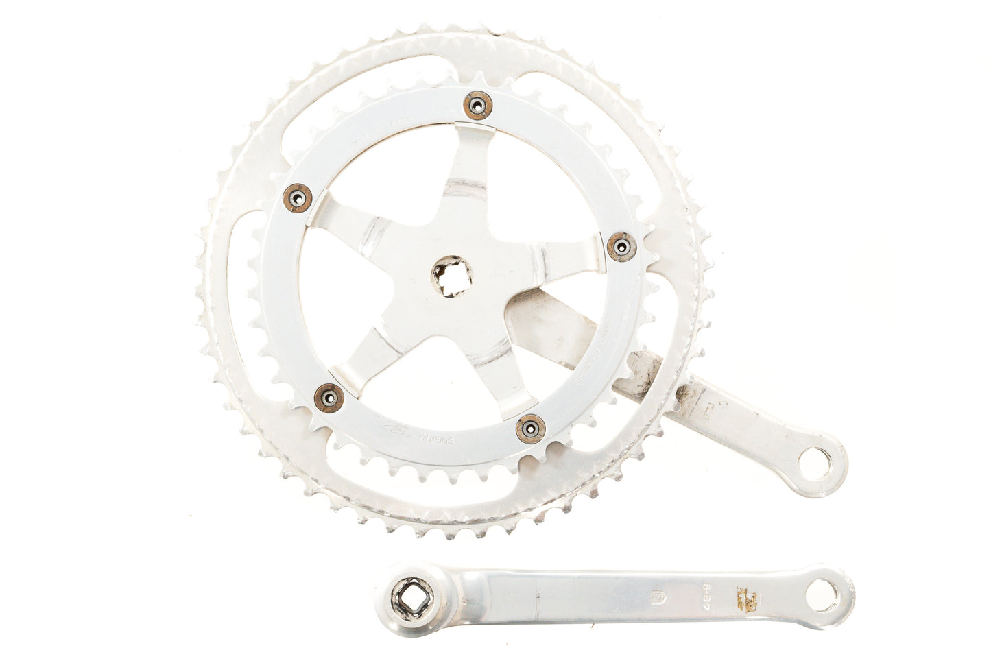USED Sugino Mighty Compe 171mm Square Taper Road Crankset 54/42t Made in Japan Silver