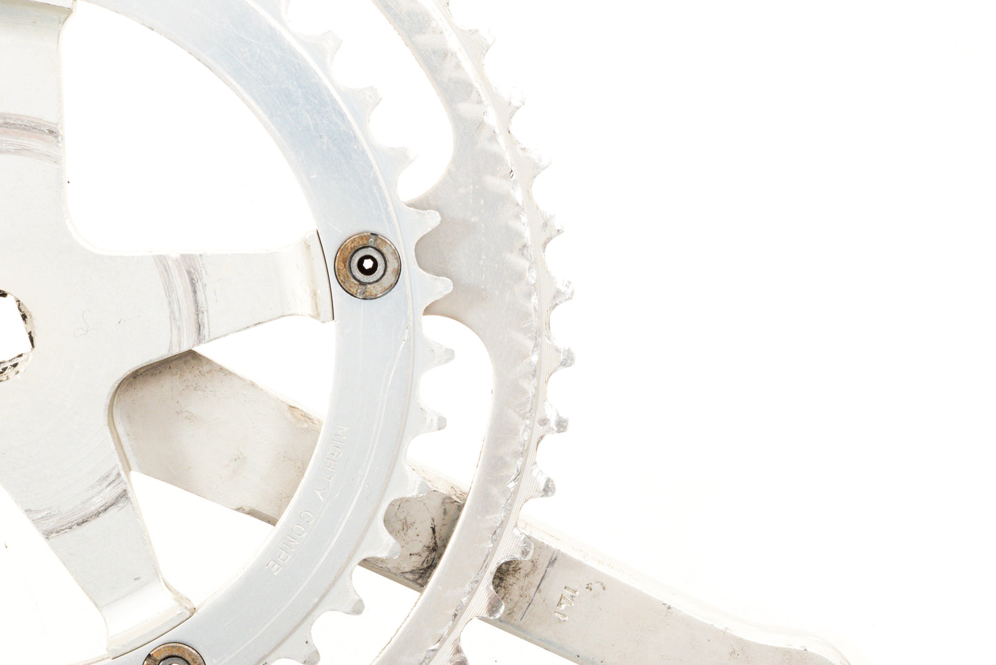 USED Sugino Mighty Compe 171mm Square Taper Road Crankset 54/42t Made in Japan Silver