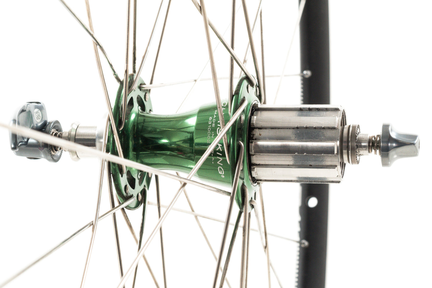 USED DT Swiss RR411 700C Road Rim Brake Wheelset w/ Chris King HS Green Quick Release Hubs