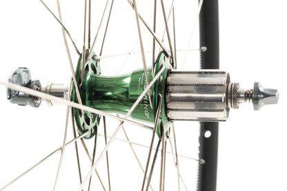 USED DT Swiss RR411 700C Road Rim Brake Wheelset w/ Chris King HS Green Quick Release Hubs