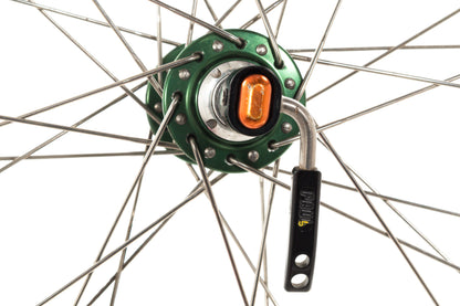 USED DT Swiss RR411 700C Road Rim Brake Wheelset w/ Chris King HS Green Quick Release Hubs