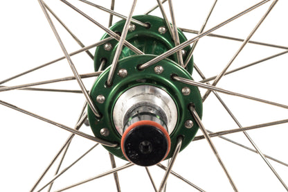 USED DT Swiss RR411 700C Road Rim Brake Wheelset w/ Chris King HS Green Quick Release Hubs