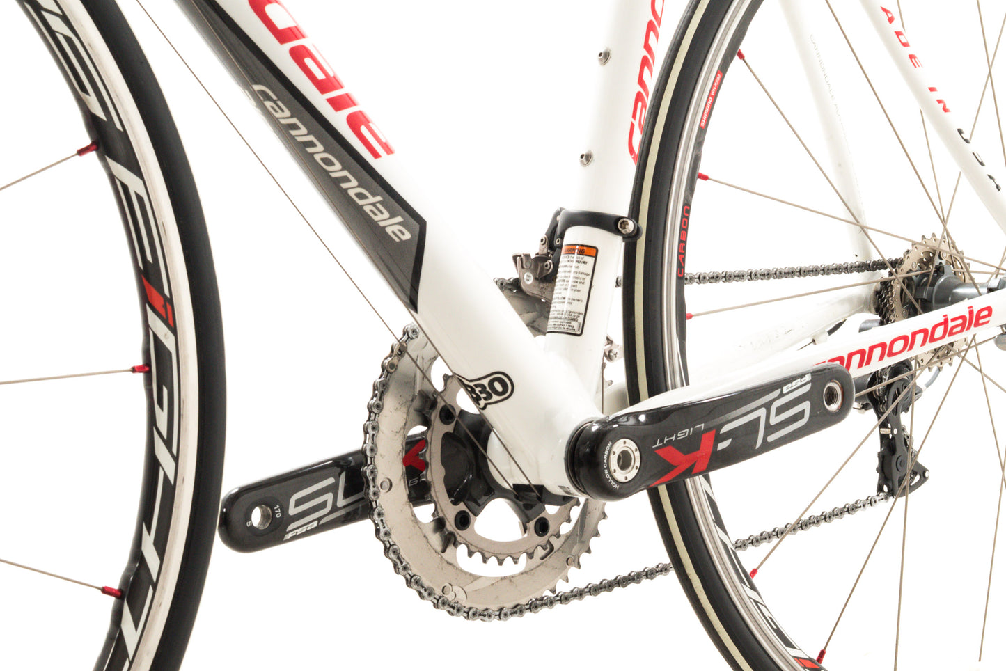 USED Cannondale CAAD9 52cm Aluminum Road Bike Shimano Dura-Ace 2x10 Speed White/Red Made in USA