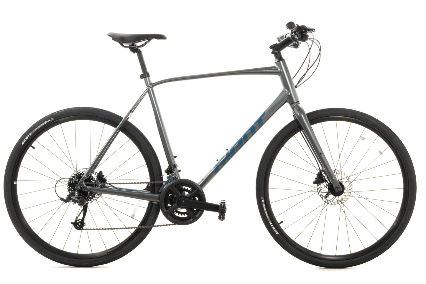 NEW *demo* Giant Escape Disc 2 XL Aluminum Hybrid Bike 2x8 speed Hydraulic Dark Silver