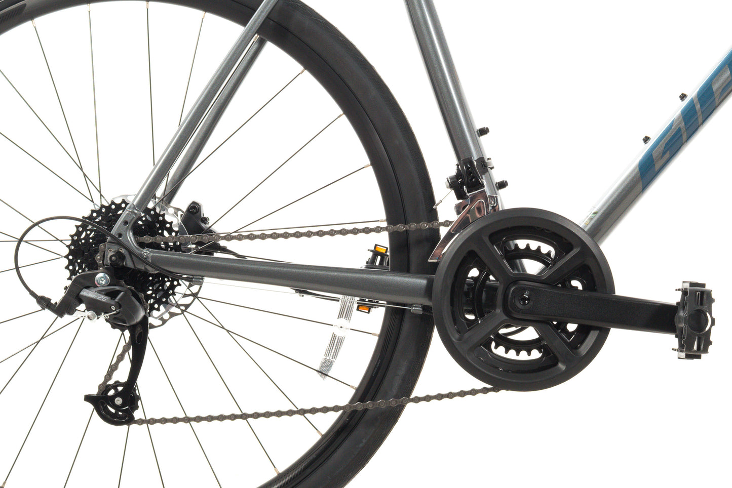 NEW *demo* Giant Escape Disc 2 XL Aluminum Hybrid Bike 2x8 speed Hydraulic Dark Silver