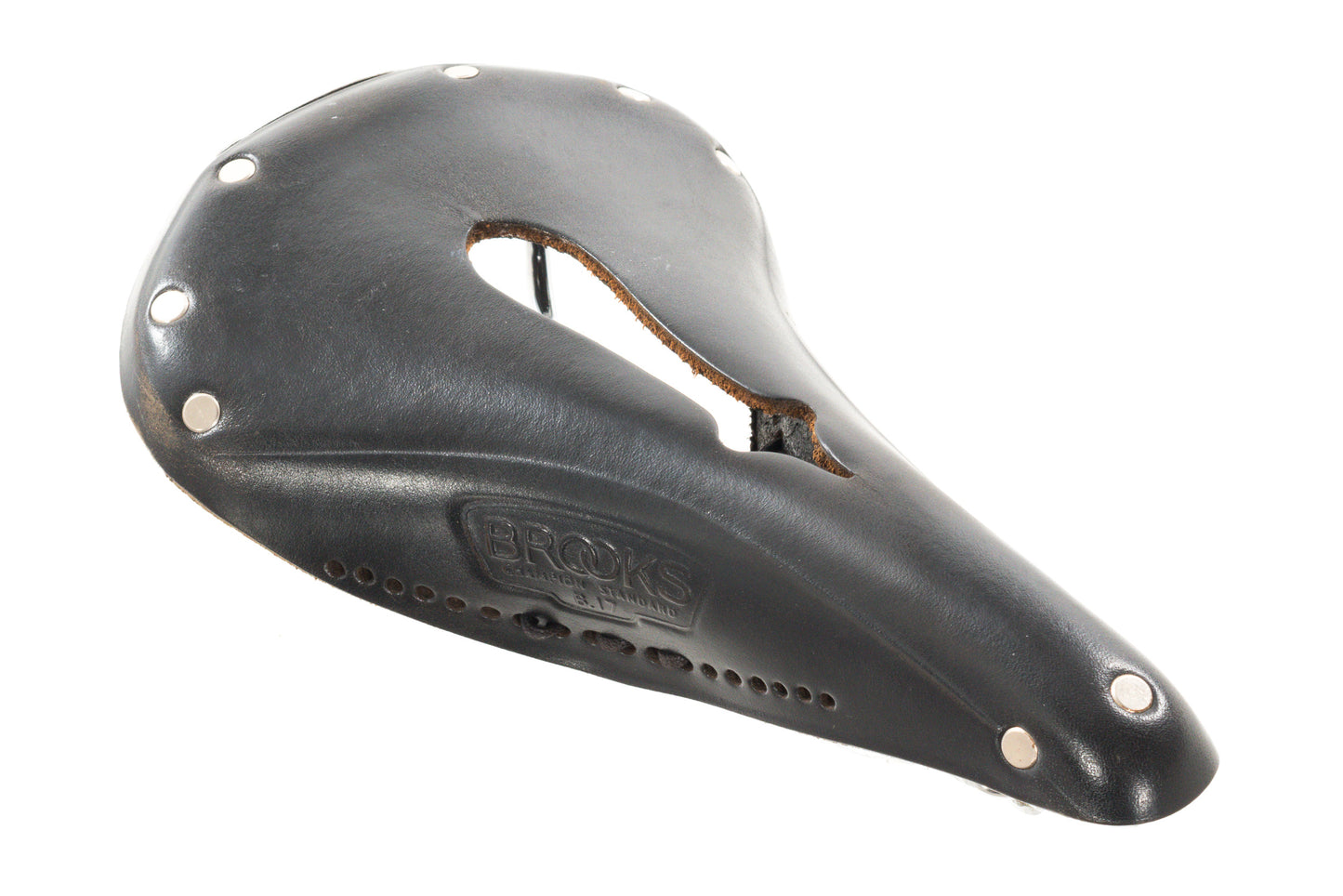 USED Brooks England B17 Carved Leather Saddle Black Steel Rails