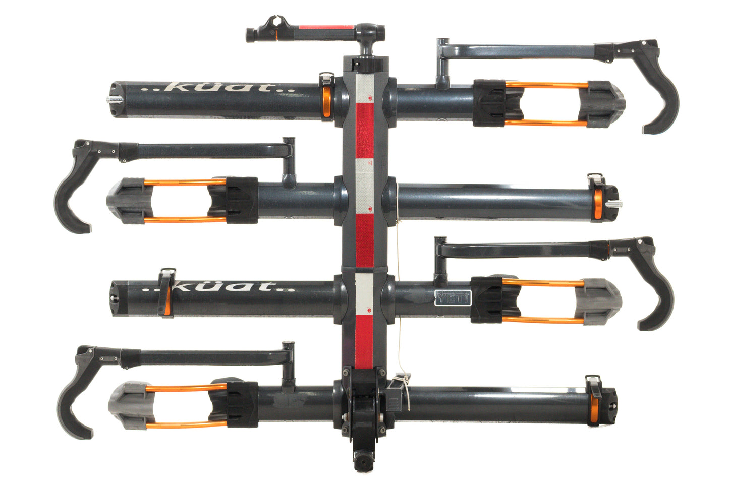 USED Kuat Racks NV 2.0 4-Bike Rack, 2" Hitch, Gray/Orange, with Trail Doc Kit