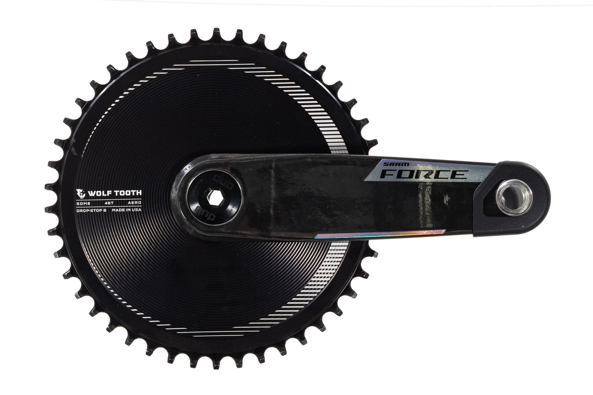 USED SRAM Force XPLR E1 D1 Wide 165mm Carbon Crankset w/ Wolf Tooth 46T Aero Drop-Stop B Chainring