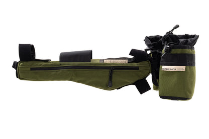 USED Outer Shell Small Half Frame Bag 1.9L w/ Two Stem Caddies Olive Bike Bags