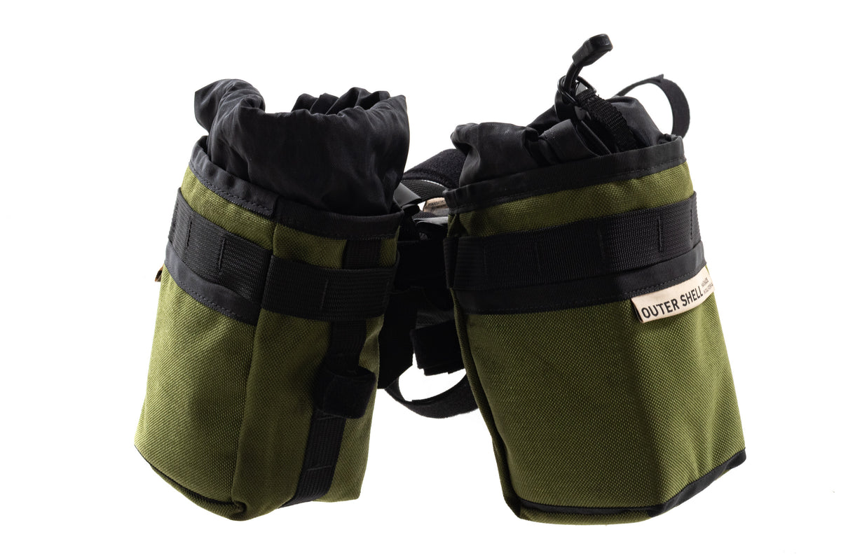 USED Outer Shell Small Half Frame Bag 1.9L w/ Two Stem Caddies Olive Bike Bags
