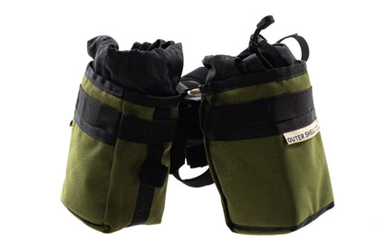 USED Outer Shell Small Half Frame Bag 1.9L w/ Two Stem Caddies Olive Bike Bags