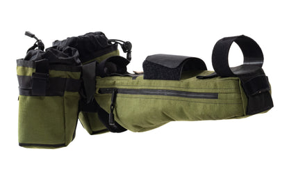 USED Outer Shell Small Half Frame Bag 1.9L w/ Two Stem Caddies Olive Bike Bags