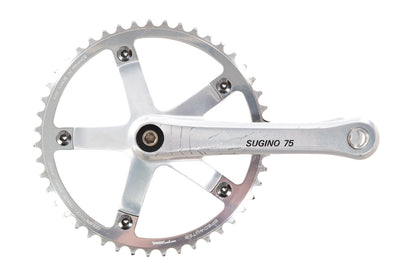 USED Sugino 75 165mm Track Crankset 144BCD w/ TA Specialties 47T Chainring w/ Square Taper BB Japan D-3 Silver