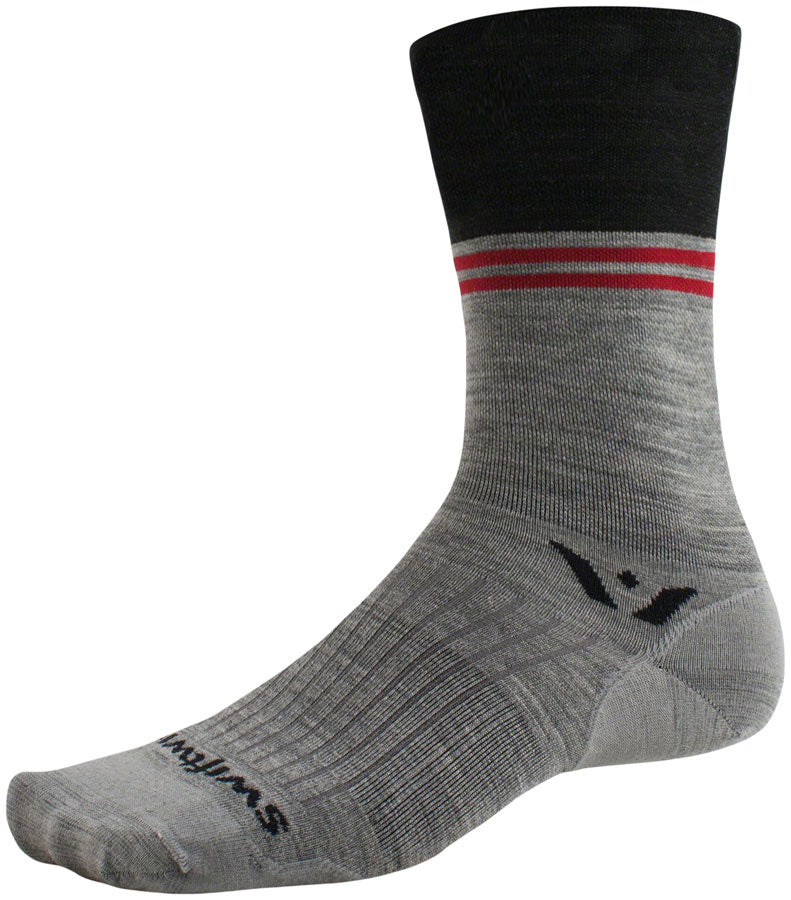 NEW Swiftwick Pursuit Seven Ultralight Socks - 7 inch, Block Stripe Charcoal, Small