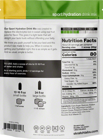 NEW Skratch Labs Sport Hydration Drink Mix: Lemons and Limes, 20-Serving Resealable Pouch - Around the Cycle