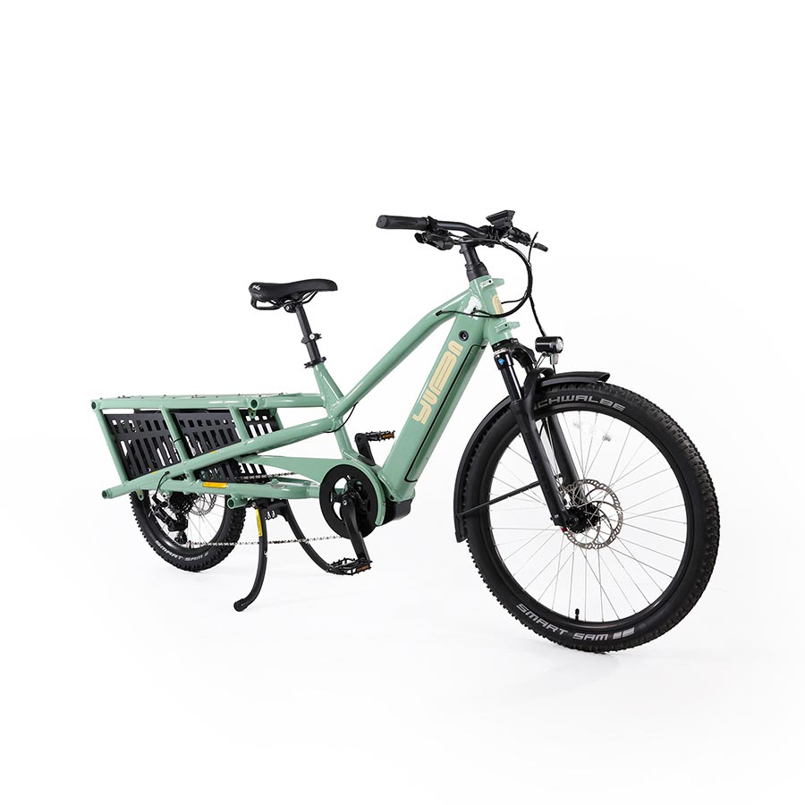 NEW Yuba Spicy Curry Plus Long-Tail Cargo eBike Light Green - Bosch Cargo Line 625Wh - Around the Cycle