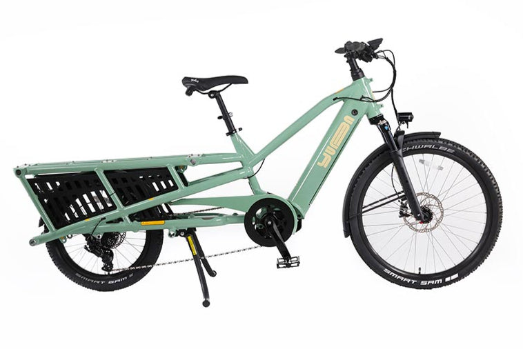 NEW Yuba Spicy Curry Plus Long-Tail Cargo eBike Light Green - Bosch Cargo Line 625Wh - Around the Cycle