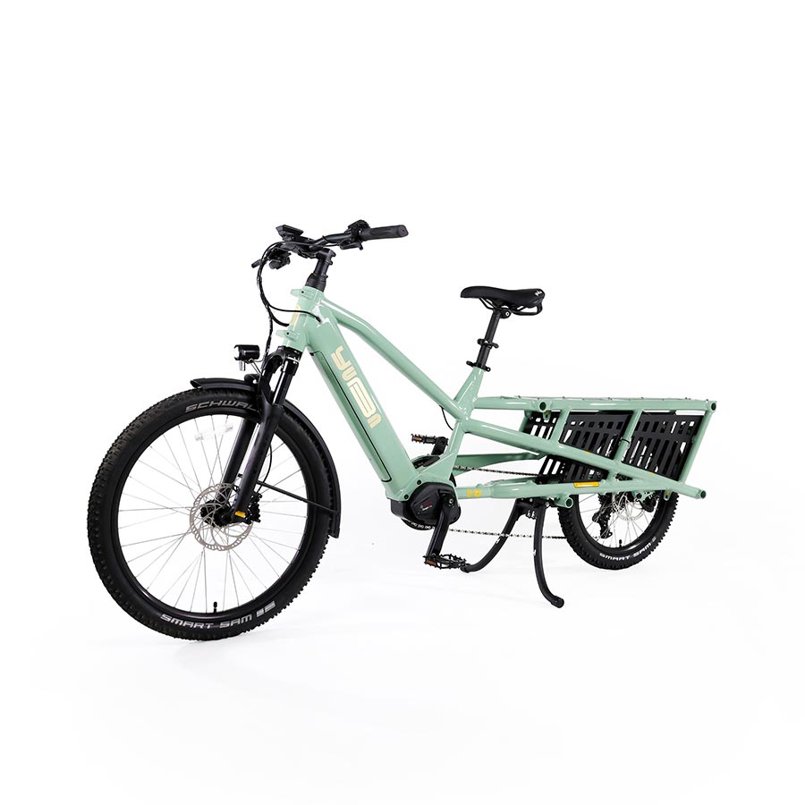 NEW Yuba Spicy Curry Plus Long-Tail Cargo eBike Light Green - Bosch Cargo Line 625Wh - Around the Cycle