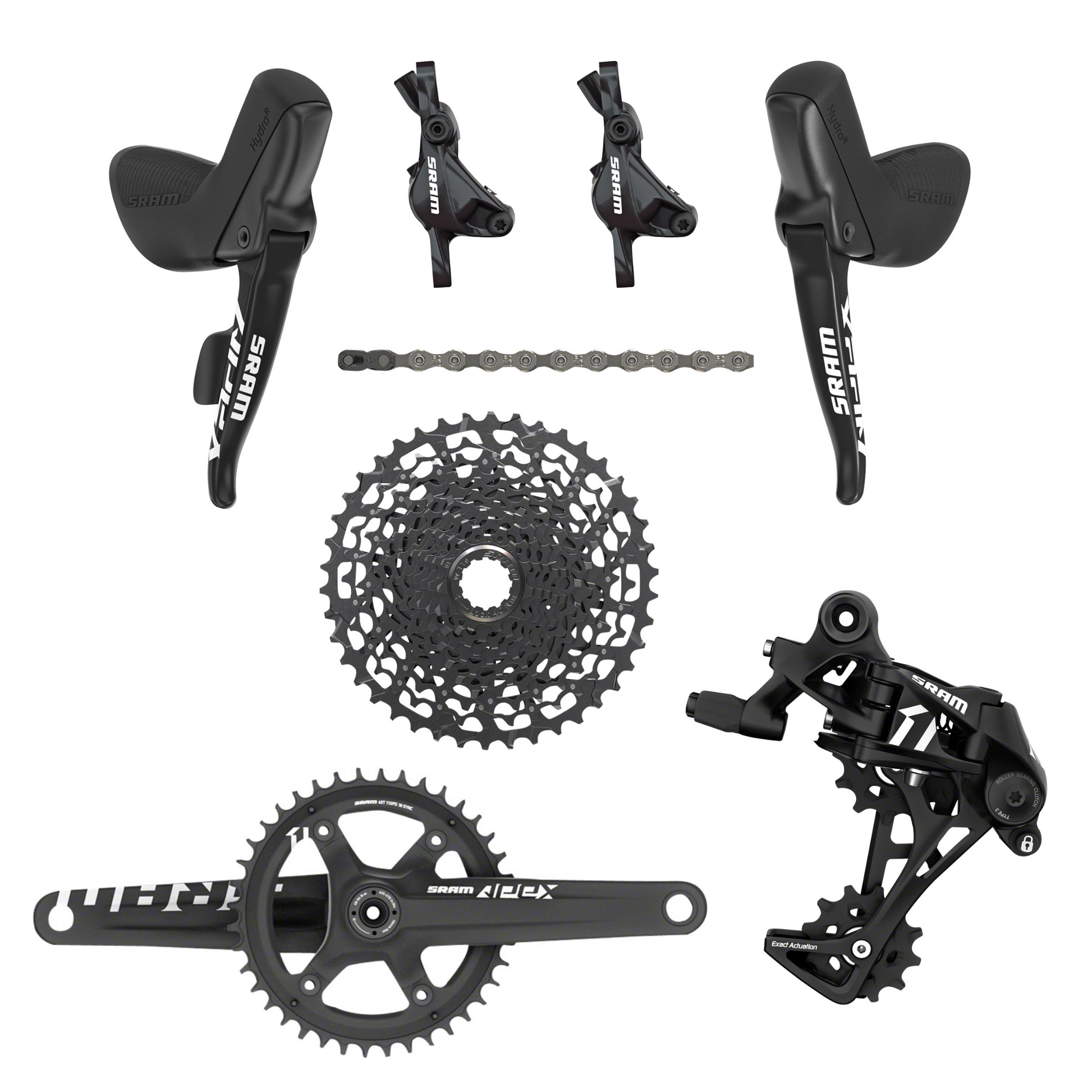 NEW SRAM Apex 1x11 Drop Bar Hydraulic Groupset, 42t, 11-42t, Post Moun NEW SRAM Apex 1x11 Drop Bar Hydraulic Groupset, 42t, 11-42t, Post Moun