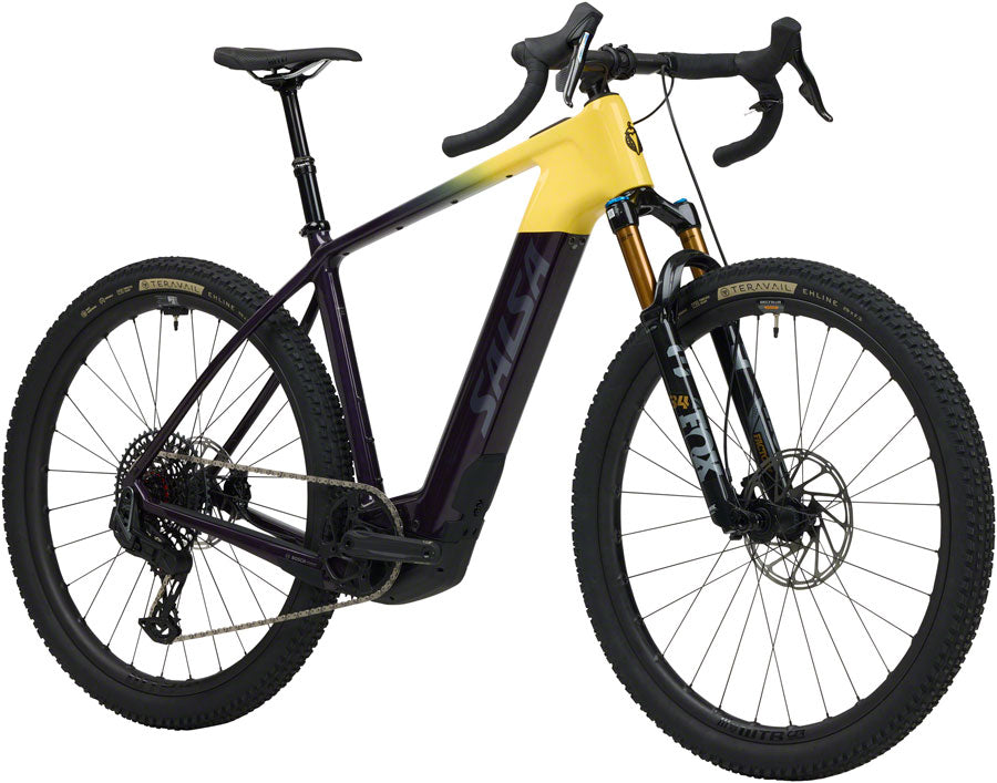 NEW Salsa Tributary C Force XO AXS Transmission SUS Gravel Ebike - 29", Carbon, Amethyst/Yellow - Around the Cycle