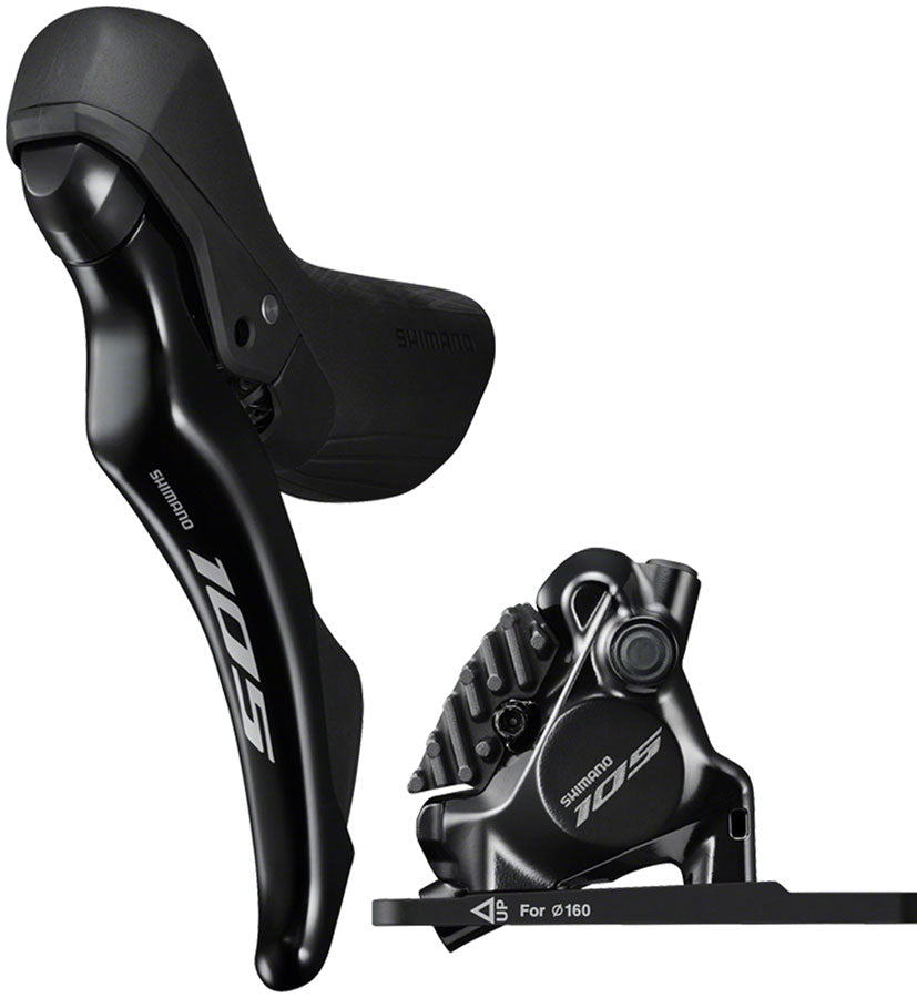 NEW Shimano 105 ST-R7120-L Shift/Brake Lever with BR-R7170 Hydraulic Disc Brake Caliper - Left/Front, 2x, Flat Mount, Black R7100 - Around the Cycle