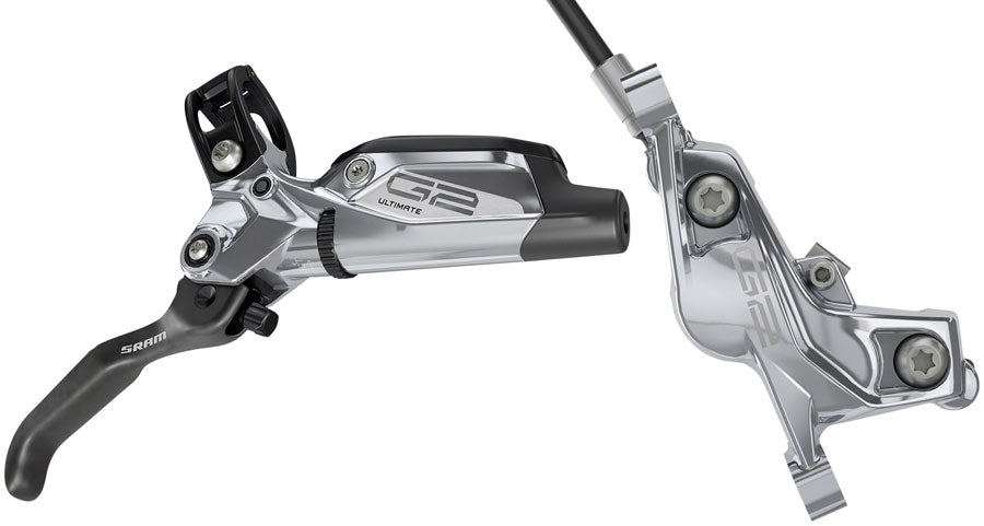 NEW SRAM G2 Ultimate Disc Brake and Lever - Front, Hydraulic, Post Mount, Carbon Lever, Titanium Hardware, Polar Grey Anodized, A2 - Around the Cycle
