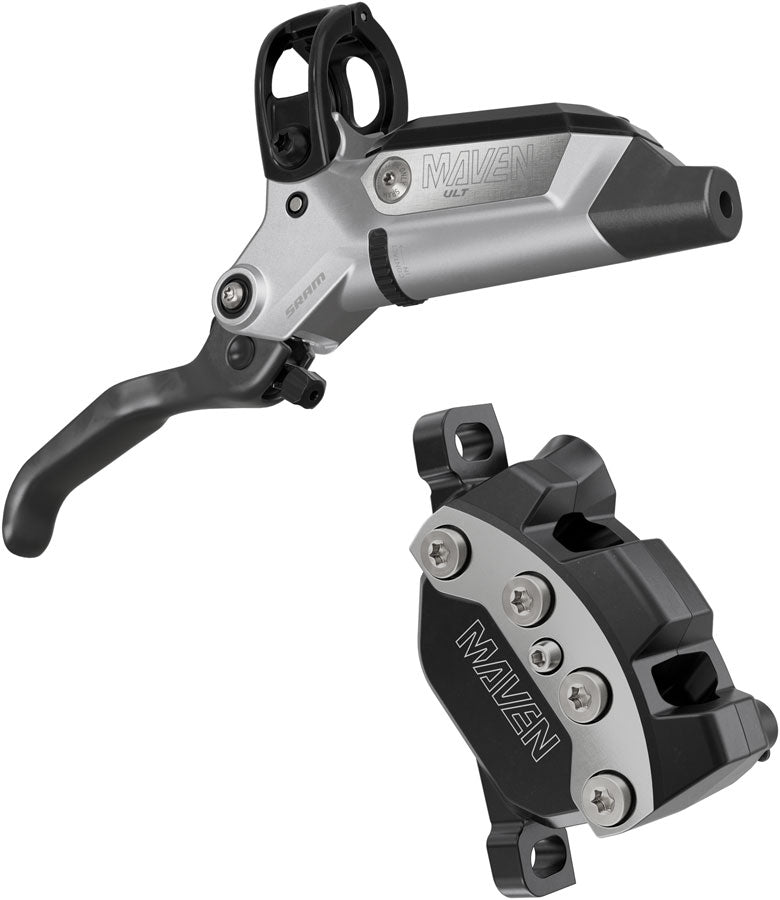 NEW SRAM Maven Ultimate Disc Brake and Lever - Front, Post Mount, 950mm Hose, 4-Piston, Carbon Lever Blade, Ti Hardware, Silver/Black, B1